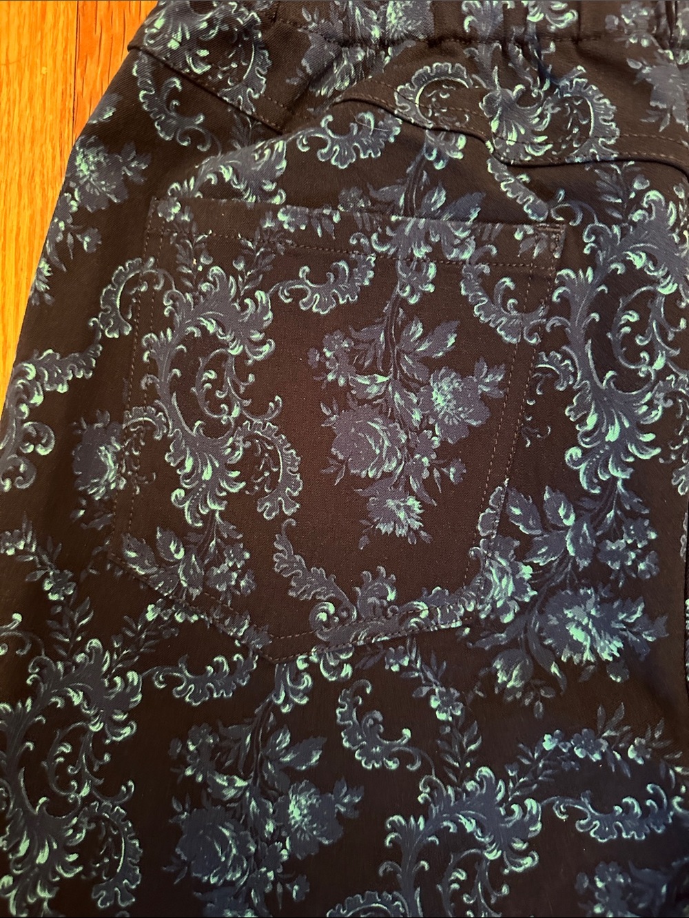 Isaac Mizrahi Navy Blue Floral-Print Chinos - Picture 5 of 9